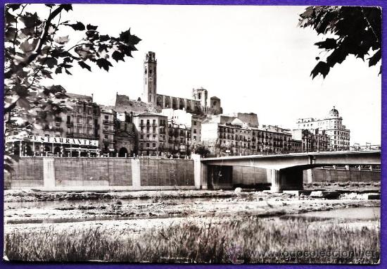 Postales: lerida - rio segre y puente - n&ordm; 30 - ed. soberanas - circulada - a&ntilde;os 50
