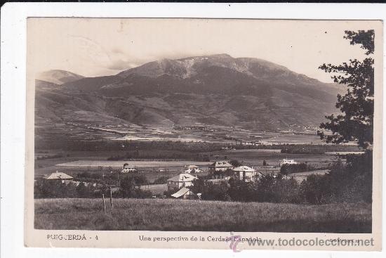 Postales: Puigcerda una prespectiva de la Cerda&ntilde;a Espa&ntilde;ola (escrita)