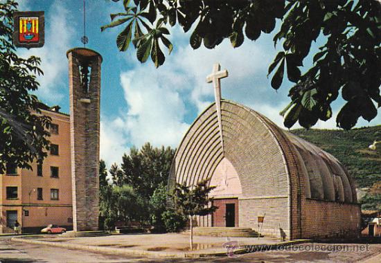 Postales: Pont de Suert, iglesia parroquial, Editor: Soberanas n&ordm; 965, circulada en 1965 (ver dorso)