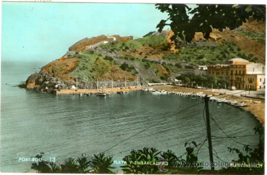 Postales: PORT BOU - PLAYA Y EMBARCADERO - EDICI&Oacute;N ZERKOWITZ - POSTAL COLOREADA