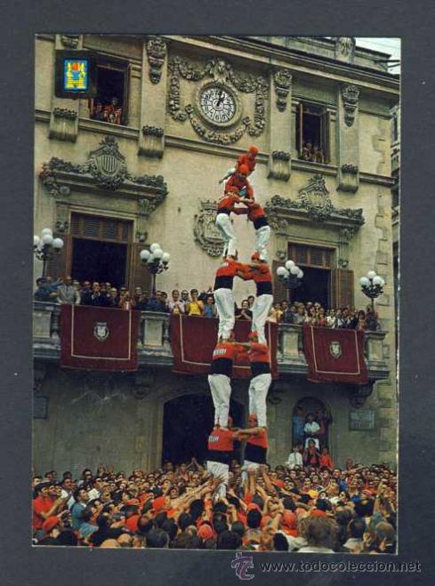 Postales: Postal de VILAFRANCA DEL PENEDES: Els Castellers (Escudo de Oro num. 5436)