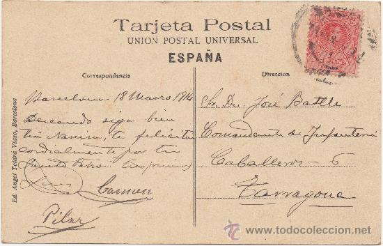 Postales: BARCELONA.- PARQUE G&Uuml;ELL. ESCALINATA CENTRAL. (C.1910). - Foto 2