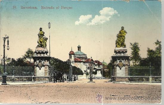 Postales: BARCELONA ENTRADA AL PARQUE ESCRITA - Foto 1