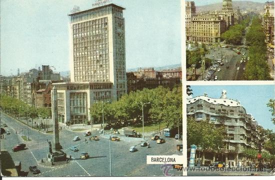 Postales: BARCELONA.-PASEO DE GRACIA.-FOTOS CARRETERO N&ordm; 1002-1963