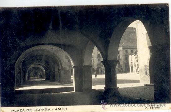 Postales: Amer - La Selva - Postal Plaza de Espa&ntilde;a - Foto 1