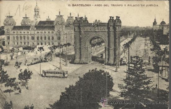 Postales: BARCELONA ARCO DEL TRIUNFO ESCRITA - Foto 1