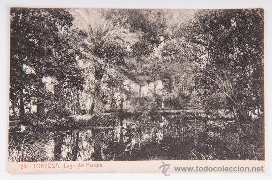 Postkarten: POSTAL DE TORTOSA N&ordm; 29, LAGO DEL PARQUE, FOTOGRAFIA EN BLANCO Y NEGRO