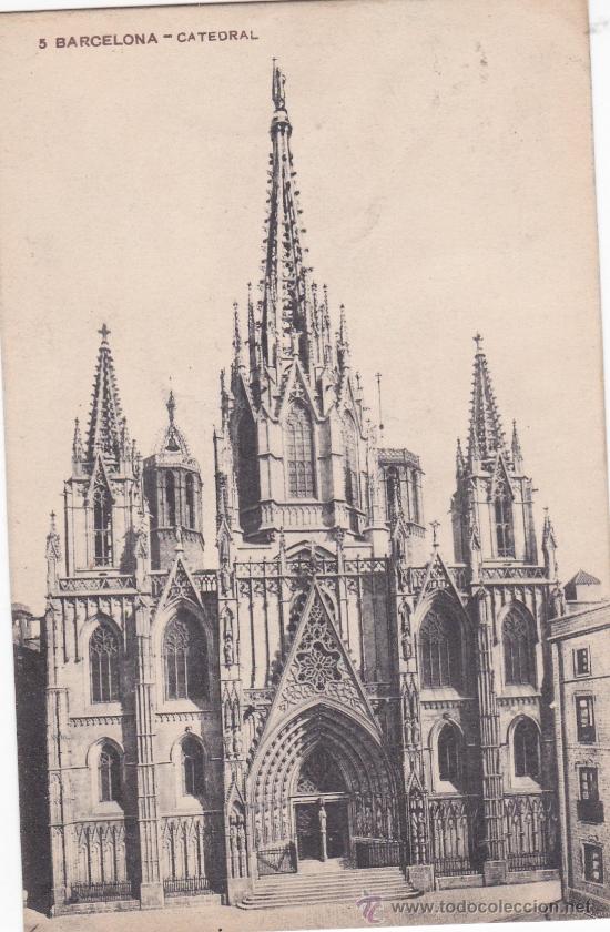 Postales: 5 Barcelona catedral (escrita) - Foto 1