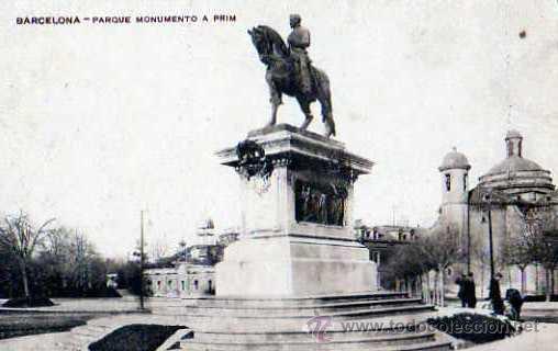Postales: BARCELONA PARQUE MONUMENTO A PRIM - Foto 1
