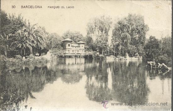 Postales: BARCELONA PARQUE DEL LAGO ESCRITA - Foto 1