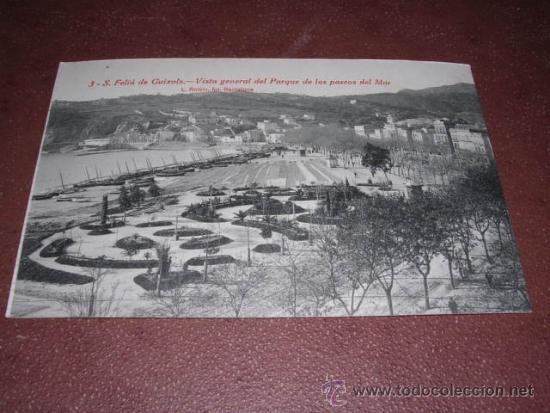 Postkarten: 3.- S. FELIU DE GUIXOLS - VISTA GENERAL DEL PARQUE DE LOS PASEOS DEL MAR L. ROISIN FOT. 14X9 CM.