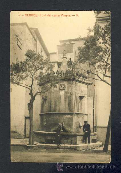 Postales: Postal de BLANES: Font del carrer Ample (R. num. 7) - Foto 1