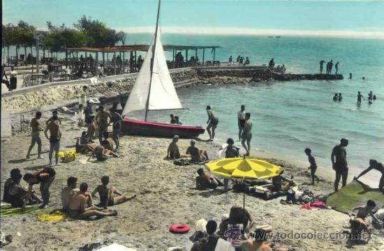 Postales: SAN CARLOS DE LA RAPITA (TARRAGONA).- HOTEL SUIZO.-PLAYA DE LOS ALFAQUES