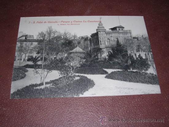 Postcards: 7 .- S. FELIU DE GUIXOLS - PARQUE Y CASINO LA CONSTANCIA ,L. ROISIN FOT. 14X9 CM.