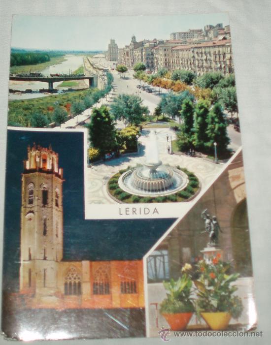 Postales: postal de Lerida  Belleza de la ciudad circulada a&ntilde;os 70