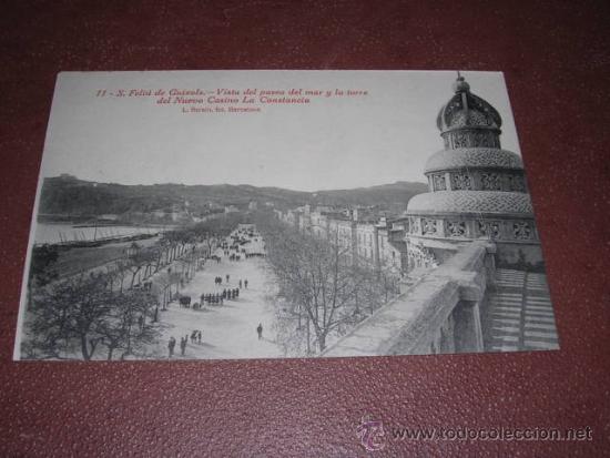 Postcards: 11.- S. FELIU DE GUIXOLS .- VISTA DEL PASEO DEL MAR Y LA TORRE DEL NUEVO CASINO LA CONSTANCIA L.ROIS