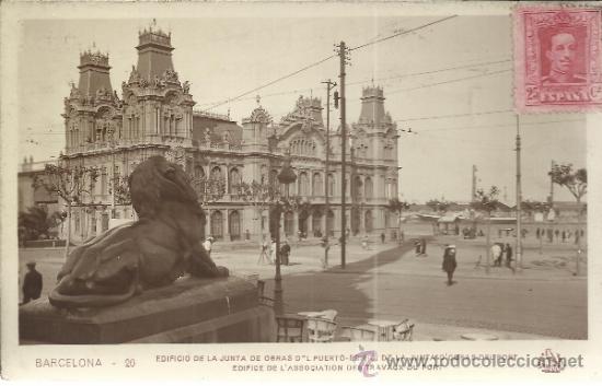 Postales: BARCELONA EDIFICIO JUNTA DE OBRAS DEL PUERTO ESCRITA - Foto 1
