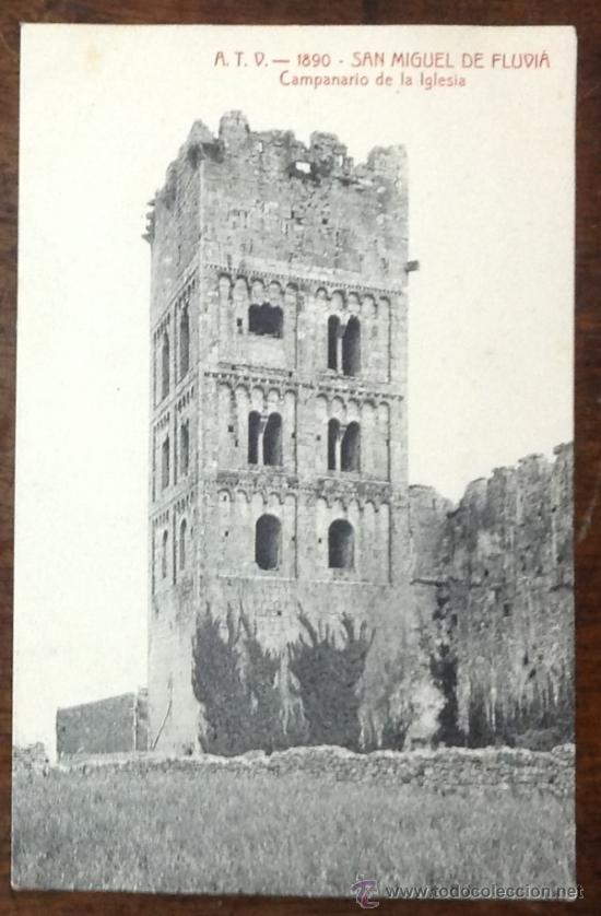Postales: ATV - 1890. SAN MIGUEL DE FLUVI&Aacute;. CAMPANARIO DE LA IGLESIA.