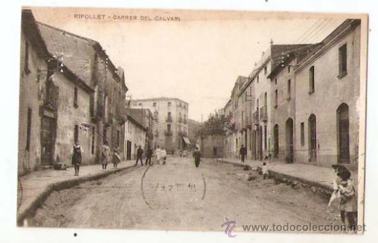 Cartoline: RIPOLLET: Carrer del CALVARI. Fot Mauri. Escrita 1924. Vell i Bell