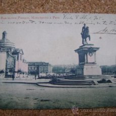 Postales: POSTAL CIRCULADA BARCELONA UPU Nº 5 PARQUE, MONUMENTO A PRIM 1905