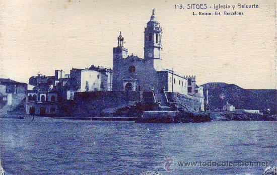 Postales: sitges - iglesia y baluarte - Foto 1