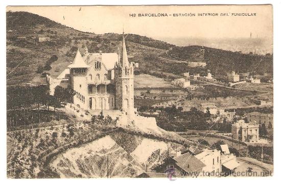 Postales: 142 BARCELONA - ESTACIÓN INFERIOR DEL FUNICULAR - MISSÈ HNOS BARNA - CIRCULADA - 14*9 CM.