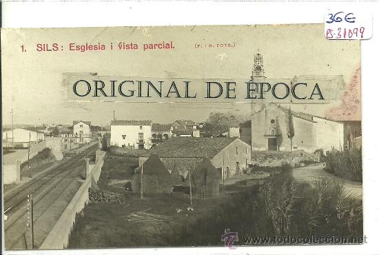 Postcards: (PS-31099)POSTAL FOTOGRAFICA DE SILS-ESGLESIA Y VISTA PARCIAL