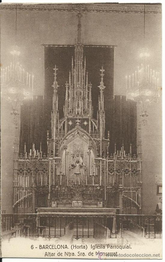 Postales: BARCELONA / HORTA / IGLESIA PARROQUIAL , ALTAR DE NTRA.SRA. DE MONTSERRAT N&ordm; 6 / FERGUI