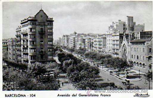 Postales: BARCELONA AVENIDA DEL GENERALISIMO FRANCO - Foto 1