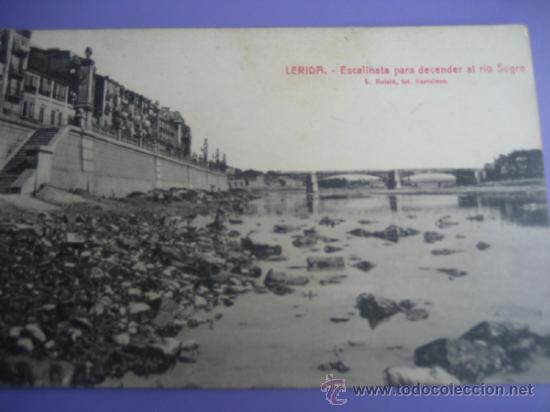 Postales: Lerida. escalinata para descender al r&iacute;o Segre. L. Roisin. Circulada