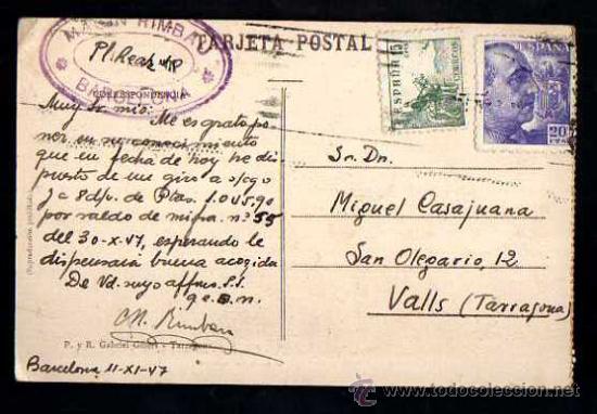 Postales: Tarragona. Catedral. Circulada 1947. - Foto 2