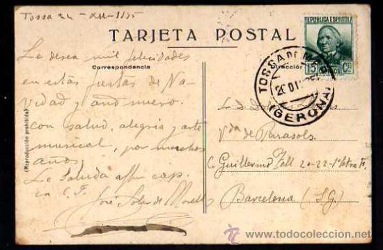 Postales: Postal de Tossa.  Circulada 1935 - Foto 2