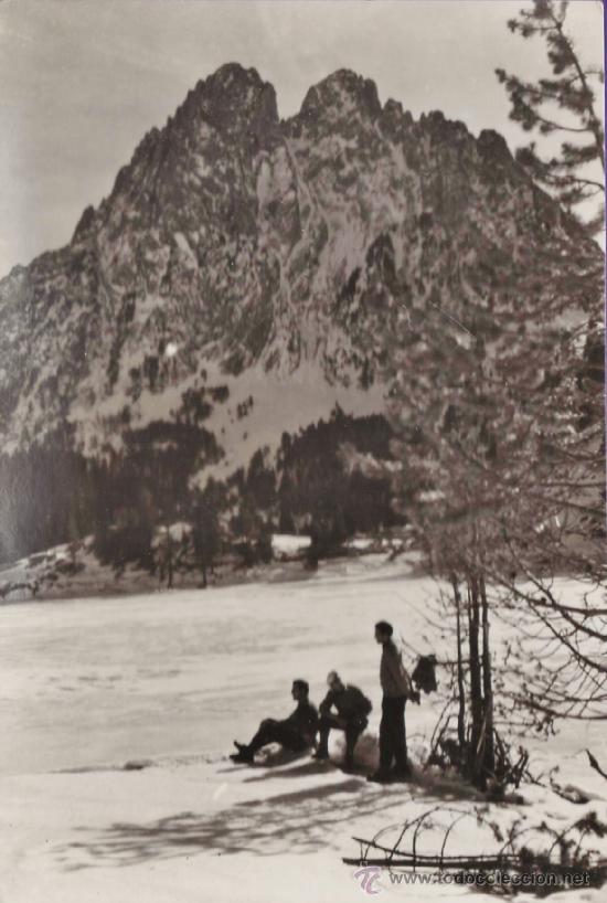 Postales: els encantats / lago san mauricio - lerida - pirineos - n&ordm; 1708 - ed. campa&ntilde;a - circulada - a&ntilde;os 50