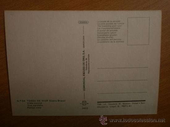 Postales: COSTA BRAVA. TOSSA DE MAR. - Foto 2
