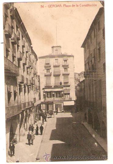 Postales: Gerona.36. Plaza de la Constituci&oacute;n. Fototipia Thomas. 3243. Escrita.- Vell i Bell