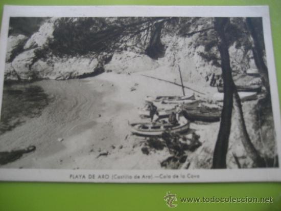Postales: Playa de Aro. Castillo de Aro. Cala de la Cova. Ed. Carabela. Circulada 50S