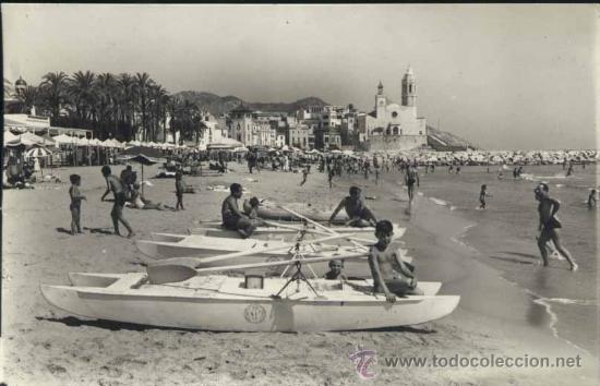 Postales: SITGES (BARCELONA).- PLAYA - Foto 1