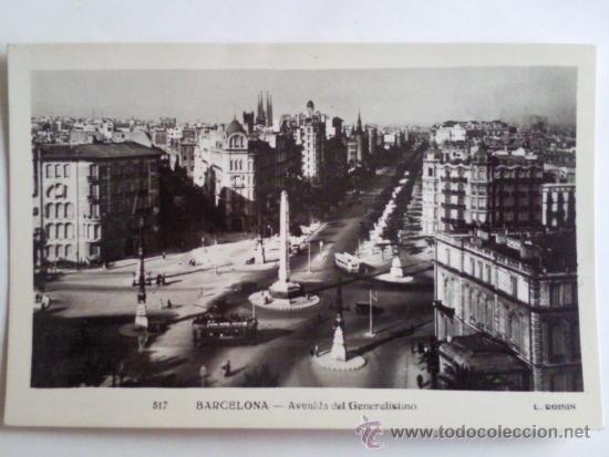 Postales: POSTAL BARCELONA, AVENIDA DEL GENERALISIMO - Foto 1