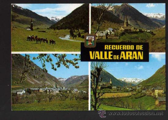 Postales: Recuerdo de la Valle de Aran. No circulada.