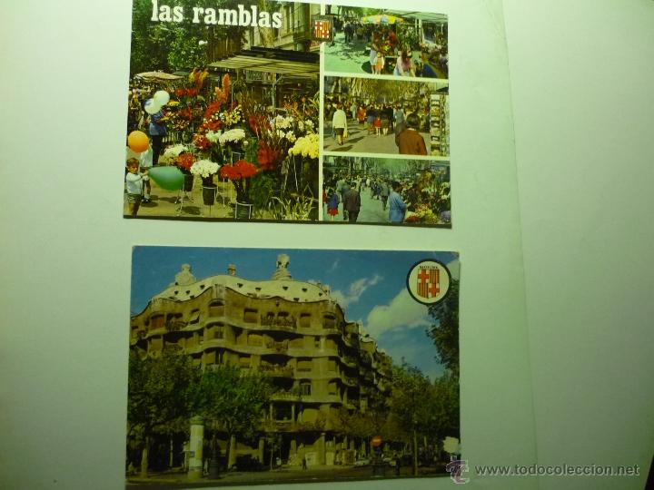 Postales: LOTE POSTALES BARCELONA-RAMBLAS Y EDIFICIO LA PEDRERA DE GAUDI - Foto 1