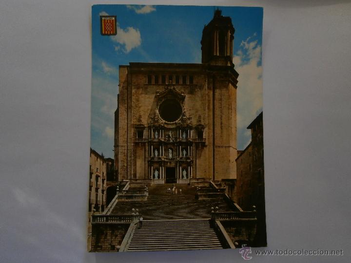 Postales: POSTAL DE GERONA-CATEDRAL-LABORATORIOS LLORENS-FRANQUEO MECANICO-21 x 15 Cm.
