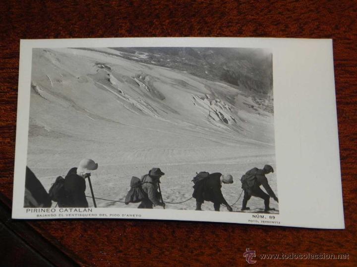 Postales: ANTIGUA POSTAL - PIRINEO CATALAN - BAJANDO EL VENTISQUERO DEL PICO D,ANETO - ZERKOWITZ - 89 - SIN CI
