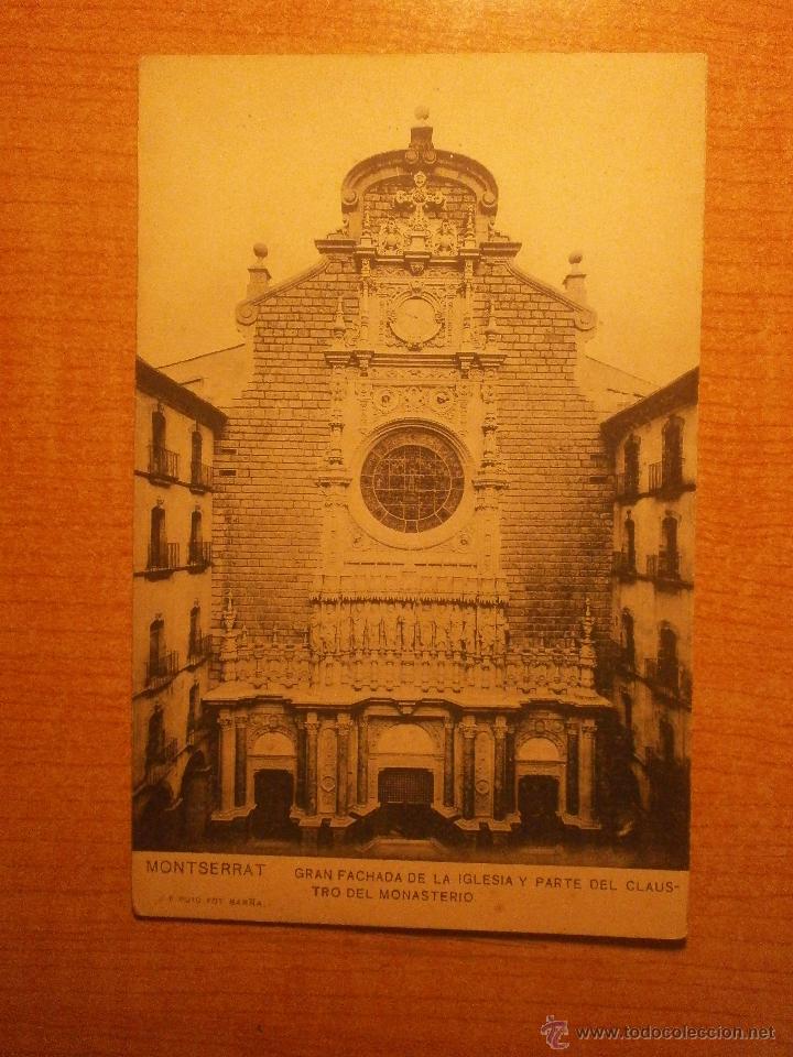 Postales: POSTAL MONTSERRAT  GRAN FACHADA DE LA IGLESIA Y PARTE DEL CLAUSTRO DEL MONASTERIO SIN CIRCULAR