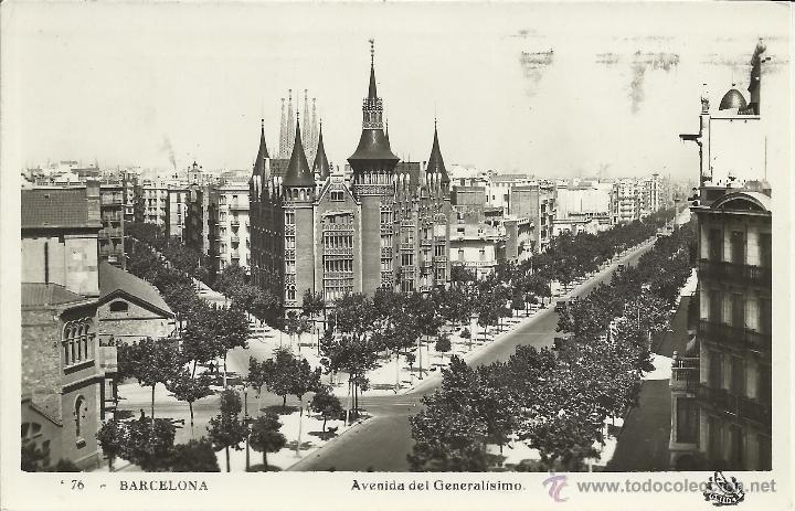 Postales: BARCELONA avda GENERALISIMO ESCRITA - Foto 1