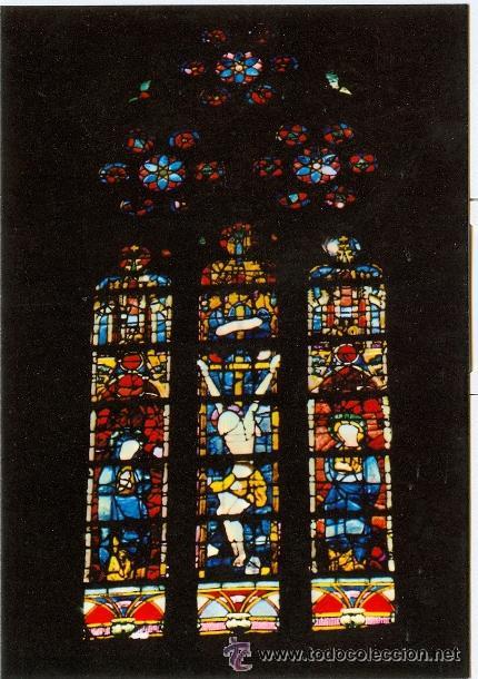 Postales: CATEDRAL DE GIRONA. EL CALVARI A LA VIDRIERA DEL CENTRE DE LABSIS - Foto 1