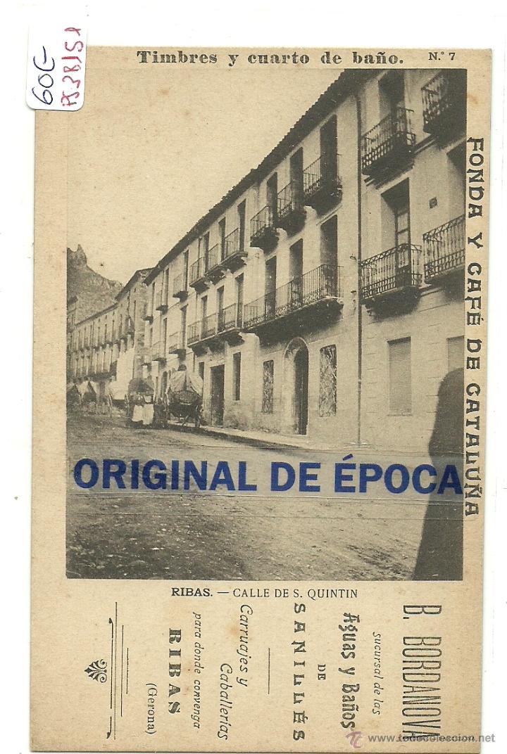 Postkarten: (PS-38151)POSTAL DE RIBAS-CALLE DE S.QUINTIN.FONDA Y CAFE DE CATALU&Ntilde;A