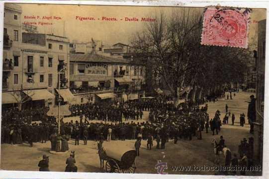 Postales: Figueras. Placeta. Desfile militar. Edicion P. Alegri Beya. Circulada. Gerona
