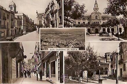 Postales: ANTIGUA POSTAL SAN SADURNI DE NOYA VISTAS DE LA POBLACION ESCRITA A ZERKOWITZ