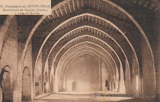 Postkarten: Monasterio de Santes Creus, dormitorio de los monjes jovenes, editor: Riosin n&ordm; 35