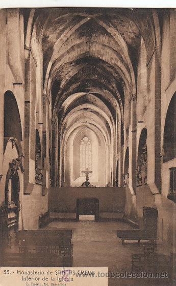 Postkarten: Monasterio de Santes Creus, interior de la iglesia, editor: Riosin n&ordm; 33